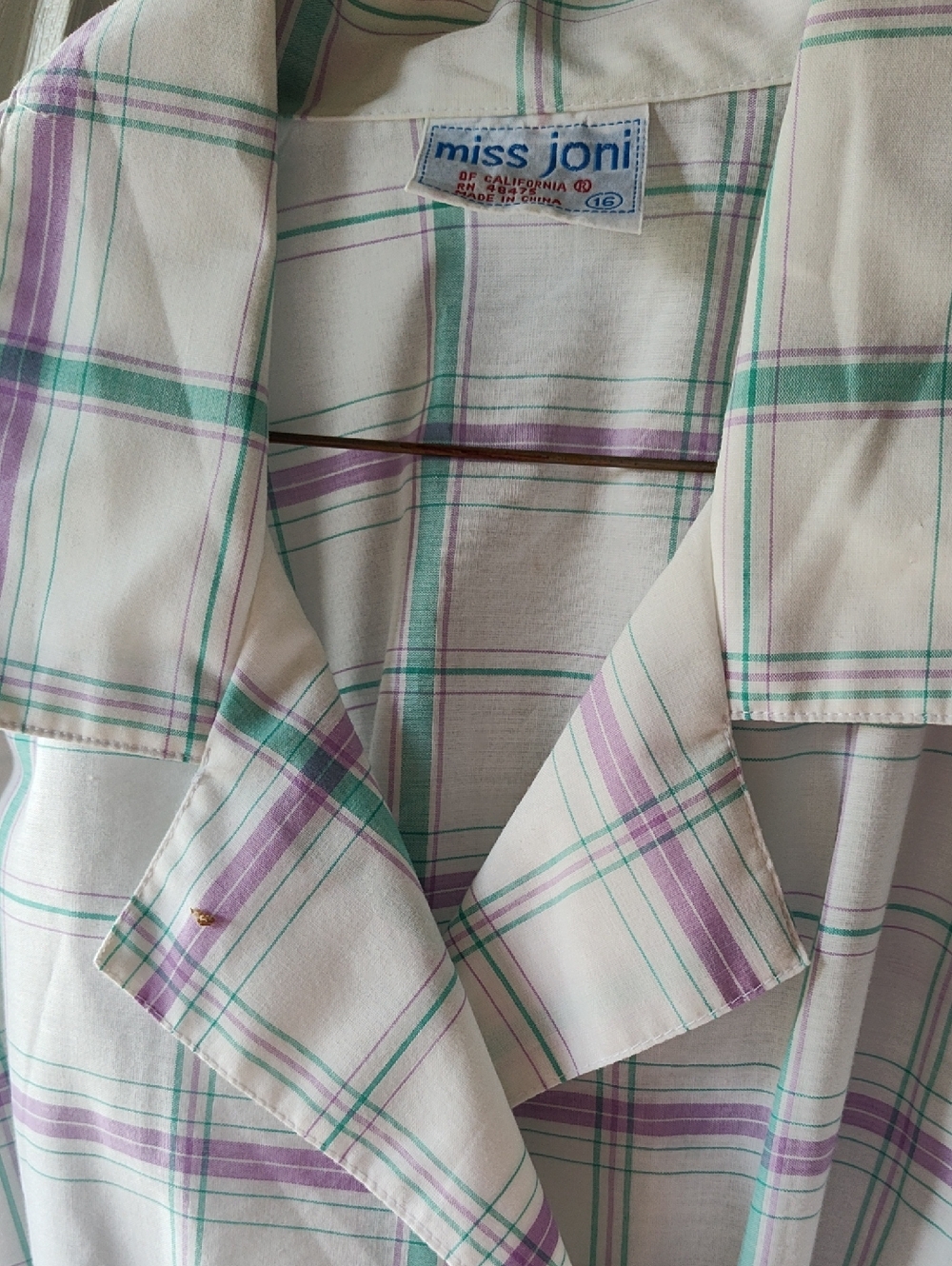 Vintage Plaid Shirt Dress with Purple Belt - Picture 2 of 3